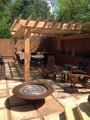 Image: Patio and Fire Pit construction project. Hardrock Landscape Construction Company - Woodstock and Atlanta GA Metro 